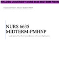 WALDEN UNIVERSITY NURS 6635 MIDTERM-PMHNP Newly Updated Exam Elaborations Questions with Answers Explanations