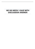 NR 505 WEEK 3 QUIZ WITH DISCUSSION ANSWER