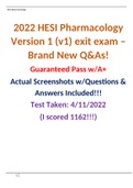 2022 HESI Pharmacology Version 1 (v1) exit exam – Brand New Q&As! Guaranteed Pass w/A+ Actual Screenshots w/Questions & Answers Included!!! Test Taken: 4/11/2022 (I scored 1162!!!)