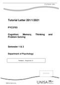 PYC3703 Cognitive Psychology (2021 - Semester 1 and Semester 2 - Assignment 1)