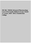 NR 566 / NR566 Advanced Pharmacology Care of the Family Midterm Exam 2021/2022.