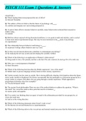 PSYCH 111`Exam 1 - 3 Questions & Answers All graded A