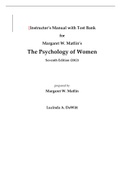 Test Bank with Instructor’s Manual for The Psychology of Women 7th Edition by Margaret W. Matlin