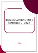 CRW2602 ASSIGNMENTS 1 & 2 FOR SEMESTER 2 - 2022