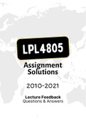 LPL4805 (NOtes, ExamPACK, ExamQuestions, Tut201 Letters)
