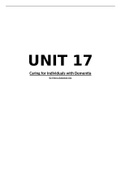 Level 3 Health and Social BTEC : Unit 17 Caring with Individuals with Dementia
