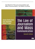 Test Bank for The Law of Journalism and Mass Communication, 7th Edition