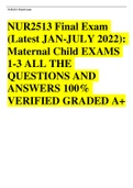 NUR2513 Final Exam (Latest JAN-JULY 2022): Maternal Child EXAMS 1-3 ALL THE QUESTIONS AND ANSWERS 100% VERIFIED GRADED A+