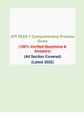 ATI TEAS 7 Comprehensive Practice Exam (100- Verified Q & A) (Covers All Section) | Newest Version-Aug-2022
