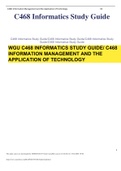 WGU C468 INFORMATICS STUDY GUIDE/ C468 INFORMATION MANAGEMENT AND THE APPLICATION OF TECHNOLOGY