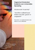 Scriptie overgewicht en zelfbeeld bij kinderen - Hogeschool Amsterdam Academie voor Lichamelijke Opvoeding - Geslaagd 2022 cijfer 8 