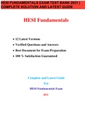 HESI FUNDAMENTALS EXAM TEST BANK 2021 | COMPLETE SOLUTION AND LATEST GUIDE