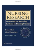 Nursing Research: Generating and Assessing Evidence for Nursing Practice 10th Edition Denise Polit Test Bank