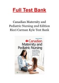 Canadian Maternity and Pediatric Nursing 2nd Edition Ricci Carman Kyle Test Bank