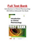 Introduction to Clinical Pharmacology 8th Edition Edmunds Test Bank