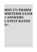 MSN 571 PHARM MIDTERM EXAM 1 ANSWERS LATEST RATED