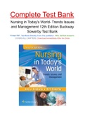 Nursing in Today's World- Trends Issues and Management 12th Edition Buckway Sowerby Test Bank