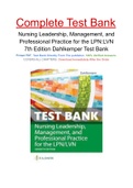 Nursing Leadership, Management, and Professional Practice for the LPN:LVN 7th Edition Dahlkemper Test Bank