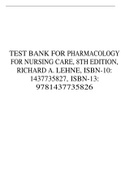 TEST BANK FOR PHARMACOLOGY FOR NURSING CARE, 8TH EDITION, RICHARD A. LEHNE