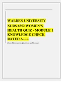 WALDEN UNIVERSITY NURS 6552 WOMEN’S HEALTH QUIZ - MODULE 1 KNOWLEDGE CHECK RATED A+++