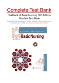 Textbook of Basic Nursing 12th Edition Rosdahl Test Bank