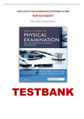 | Complete Guide| Test bank For Seidel's Guide to Physical Examination 9th Edition Ball | Explained| latest |complete|