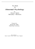 TEST BANK Abnormal Psychology By Nietzel, Speltz, McCauley and Bernstein (Prepared By Susan K. Fuhr)