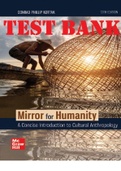 TEST BANK for Mirror for Humanity, A Concise Introduction to Cultural Anthropology, 13th Edition by Conrad Kottak. Chapters 1-13. (Complete Download)