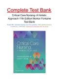 Critical Care Nursing- A Holistic Approach 11th Edition Morton Fontaine Test Bank