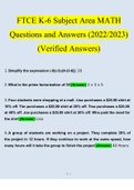 FTCE K-6 Subject Area MATH Questions and Answers (2022/2023) (Verified Answers)