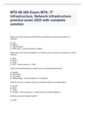 MTA 98-366 Exam; MTA: IT Infrastructure, Network Infrastructure practice exam 2022 with complete solution