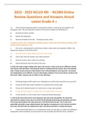 2022 - 2023 NCLEX RN  - NCSBN Online Review Questions and Answers Actual Latest Grade A +