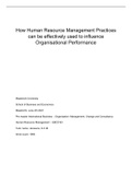 Final paper: How Human Resource Management Practices can be effectively used to influence Organisational Performance