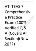 ATI TEAS 7 Comprehensive Practice Exam (100% Verified Q & A)(Covers All Section)(New 2022)