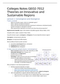 Aantekeningen hoorcolleges Theories on Innovative and Sustainable Regions (GEO2-7012)