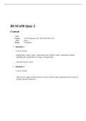BUSI 650 Week 3 Quiz 2 - Question and Answers
