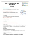 CONCISE A/A* Biology Unit 8 Control of gene expression complete revision notes (new spec)