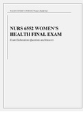 NURS 6552 WOMEN’S HEALTH FINAL EXAM Exam Elaborations Questions and Answers