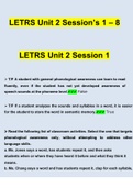 LETRS Unit 2 Session’s 1 ,2, 3, 4, 5, 6, 7, 8  Questions and Answers (2022/2023) (Verified Answers)
