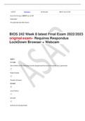 BIOS 242 Week 8 latest Final Exam 2022/2023 original exam– Requires Respondus LockDown Browser + Webcam