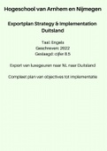 Successful export plan (English) Hogeschool Arnhem Nijmegen - Complete plan including all financial calculations - Successful 2022 figure 8.5