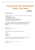 Inquiry Into Life 15th Edition Mader Test Bank | Chapter 1 - 37 | Updated Guide 2022