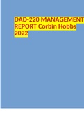DAD-220 MANAGEMENT REPORT Corbin Hobbs 2022