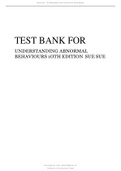 TEST BANK FOR UNDERSTANDING ABNORMAL BEHAVIOURS 1OTH EDITION 2024 LATEST UPDATE BY SUSAN