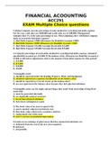 FINANCIAL ACOOUNTING ACC291 EXAM Multiple Choice questions correct answers provided