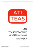 ATI TEAS 7 PRACTICE QUESTIONS AND ANSWERS. (Best Guide for tease 7 prep)