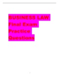 BUSINESS LAW  Final Exam  Practice  Questions