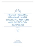 HESI A2 (READING, GRAMMAR, MATH, BIOLOGY & ANATOMY AND PHYSIOLOGY 2022/2023)