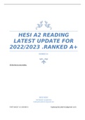 HESI A2 READING LATEST UPDATE FOR 2022/2023 .RANKED A+ WITH CORRECT ANSWERS