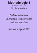 Methodologie 1 VU Amsterdam - 36 nieuwe (2022) multiple choice vragen met antwoorden